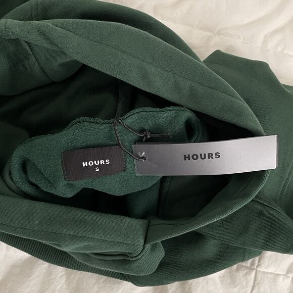 Hours Drop Shoulder Hoodie Pullover Oversized Boxy Heavy Forest Green Men’s S - Picture 4 of 9